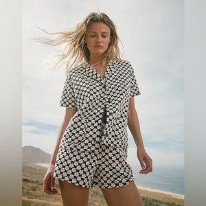 Madewell Floral Check Jacquard Knit Camp Set